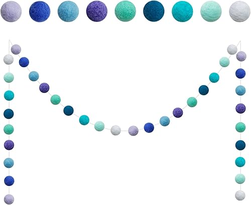 levylisa Guirnalda de pompones de lana multicolor arcoíris de 9.8 pies, 36 bolas para decoración de árbol de Navidad, fiesta de vacaciones, pancarta