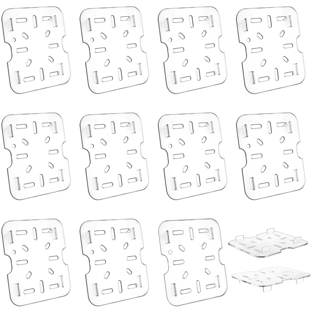 CTRLZS 12 PCS Plastic Drain Shelf for 1/6 Size Food Pan Clear Plastic Grate Acrylic Food Drain Trays Organizer Storage Rack
