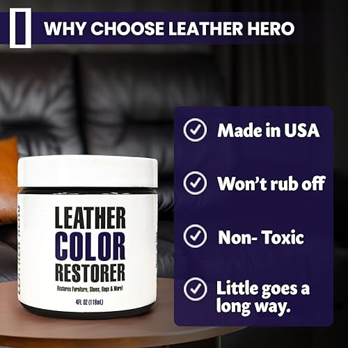 Miniatura 4 de Leather Hero - Restaurador y aplicador de cuero de color Reparación, renovar sofá de cuero y vinilo, bolsos, zapatos, asientos de coche, sofás 118