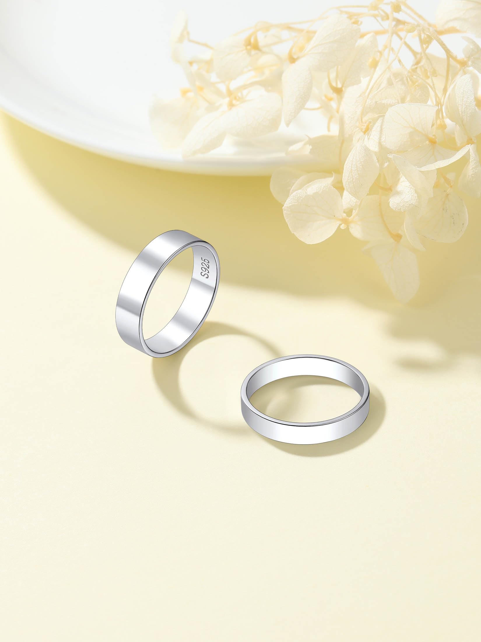 Suplight Anello Donna e Uomo in Argento Sterling 925 3/5mm Anello Semplice Personalizzabile Incisione Anello Matrimonio Anello Fidanzamento Coppia Misura 7-27 Confezione Regalo