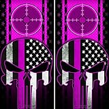 Speed Demon Hot Rod Shop Cornhole Board Wraps ~ Pink Diamond Plate Punisher Skull with Gun Scope Corn Hole Boards Laminated Decal Wraps (Set of 2)