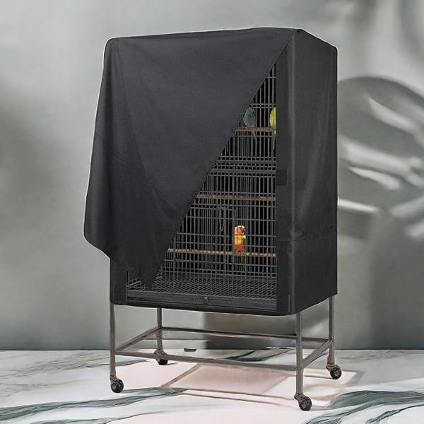 Copertura impermeabile e antipolvere per gabbia per uccelli realizzata in tessuto Oxford 210D traspirante, progettata per bloccare la luce e proteggere le gabbie per uccelli che misurano 48 x 48 x 102 - 4