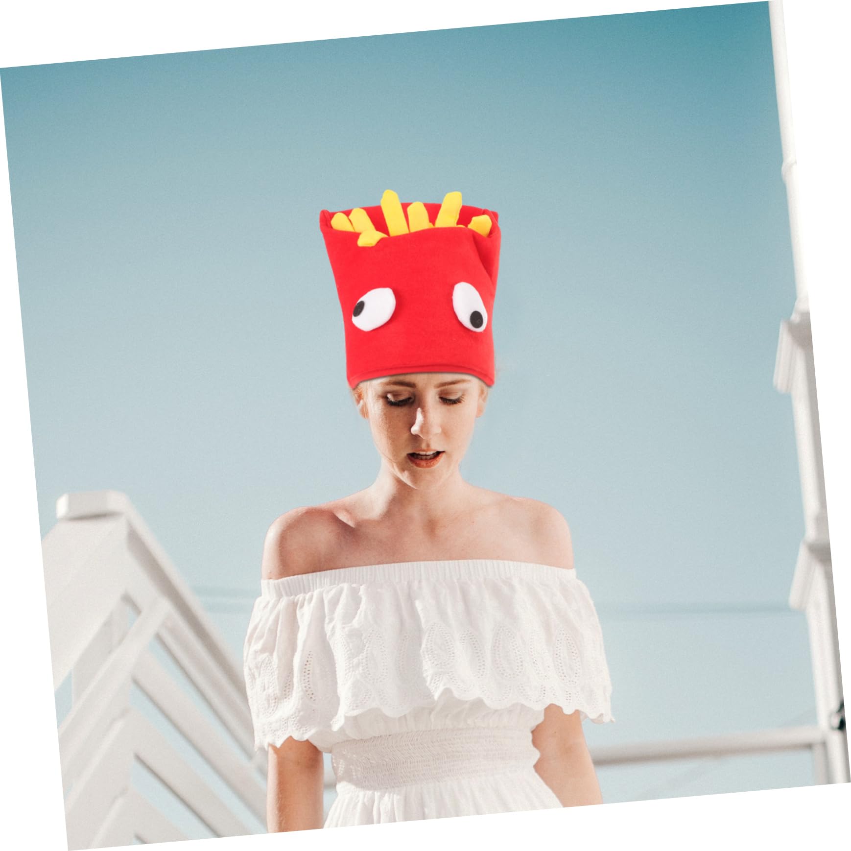 PartyKindom 1Pc Halloween French Fries Shape Hat Funny Headgear Decor for Parties Unique Costume Accessory for Halloween Masquerade Birthdays and Photo Props - Image 3