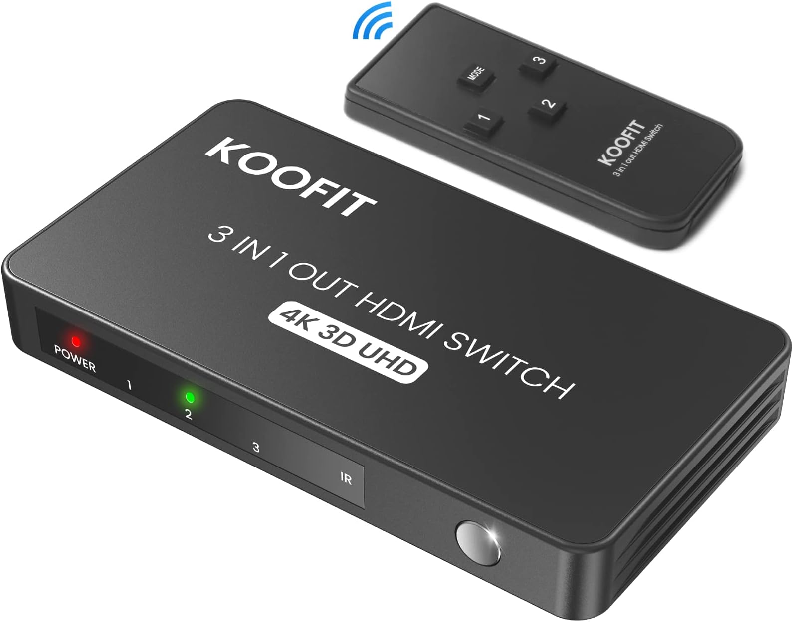 HDMI Switch 4K, HDMI Splitter 3 In 1 Out with Remote, Auto Switcher Multi Connector Supports 4K 3D UHD, Splitter for PS5, PS4, PS3, DVD, Blu-ray, Xbox, Roku, PC, TV