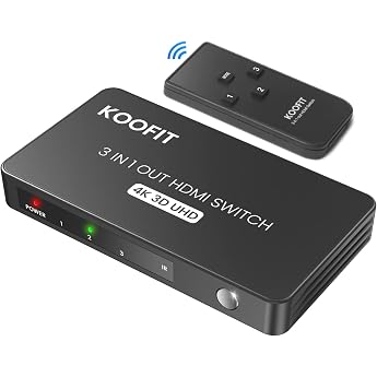 HDMI Switch Automatic HDMI Switch 4k Splitter 3 in 1 Out Switch with Remote Control Splitter Supports UHD 4K 3D HDR HDCP1.4 for TV Stick Xbox PS4 Blu-Ray DVD