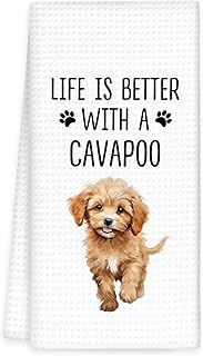 OINDADE Cavapoo Gifts Dog Kitchen Towels, Gifts for CavapooDog Lovers Hand Towels, Life is Better with A Cavapoo Dish Towe...