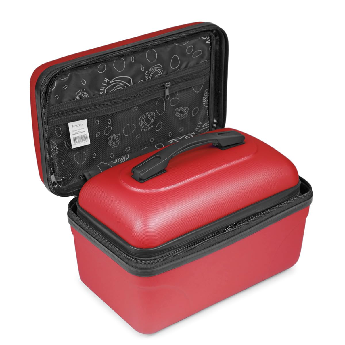 Kinston Set aus 2 großen Kosmetiktaschen – Hartschalen-Vanity Case – Kosmetiktasche, Hartschale mit Griff, Reise-Organizer – Große Kapazität (Rot)