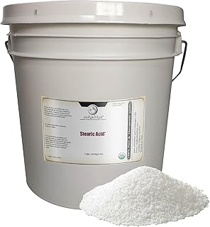Organic Stearic Acid 38% – Triple Pressed, Cold-Pressed from Flax & Mahua Oil – Emulsifier, Thickener & Lubricant for Soaps, Cosmetics, Lotions, Candles, Creams – 1 Gallon (Net Wt. 2.0 Kg / 4.4 lb)