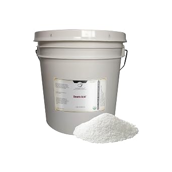 Organic Stearic Acid 38% Triple Pressed, Cold-Pressed from Flax & Mahua Oil Emulsifier, Thickener & Lubricant for Soaps, Cosmetics, Lotions, Candles, Creams - 1 Gallon - Net Wt. 2 Kg / 4.4 lb