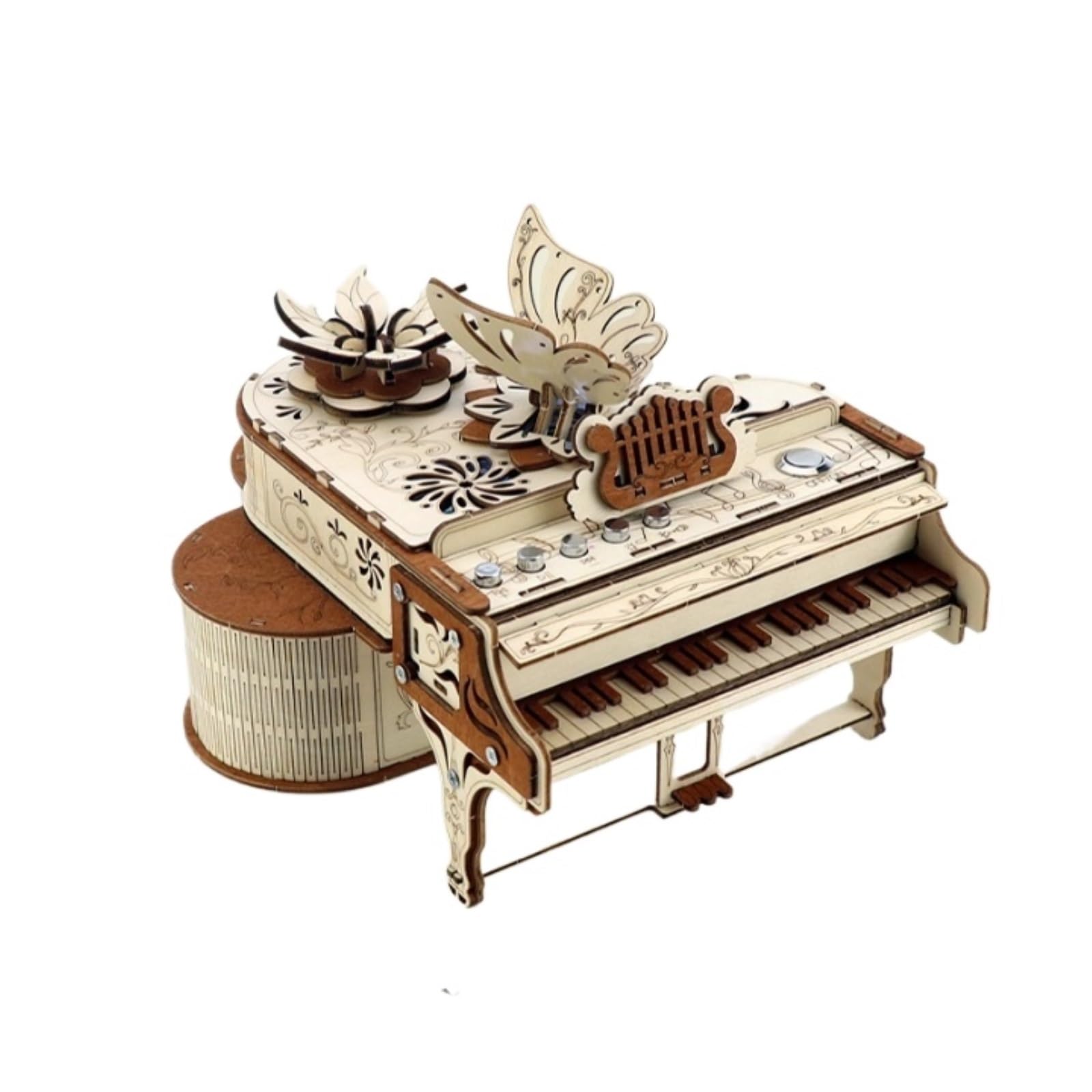 Caja De Música Decorativa Caja De Música Piano Creativa Madera Hecha A Mano con Fonógrafo Y Conexión Bluetooth Recuerdo Musical