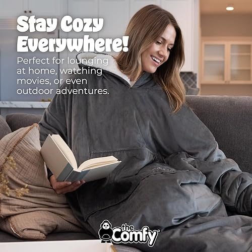 Miniatura 115 de THE COMFY Original - Manta de forro polar de microfibra con forro sherpa, diseño de gran tamaño con capucha y bolsillo de Shark Tank Aqua