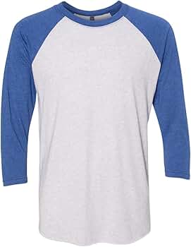 Next Level Tri-Blend 3/4 Raglan Tee, Vin Ryl/ Htr Wht, X-Small