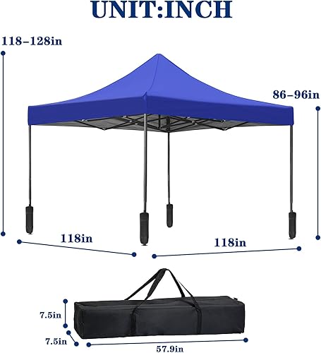 Miniatura 7 de Toldo desplegable impermeable de 10 x 10 pulgadas, toldo ajustable para exteriores, con bolsa portátil, 4 bolsas de arena (azul)