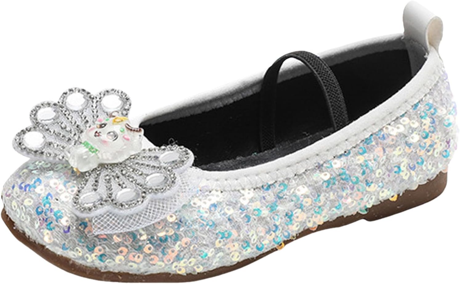 IWIHMIV Infant Girls Mary Jane Shoes Comfortable Lightweight Non Slip Soft Sole Flat Bow Princess Wedding Dress Shoes