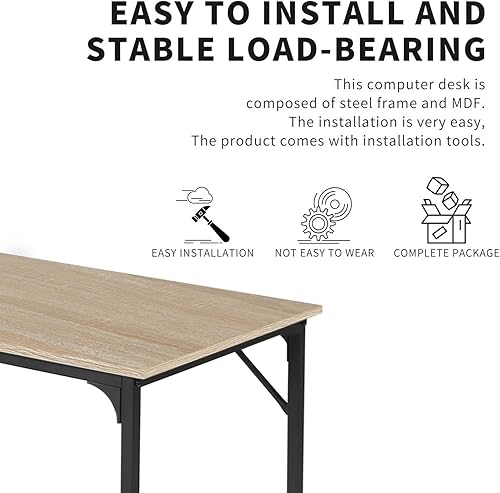 Miniatura 7 de HCY Escritorio para computadora de 47 pulgadas, escritorio de escritura en casa, oficina, estudio, estación de trabajo, moderno, para PC, portátil,