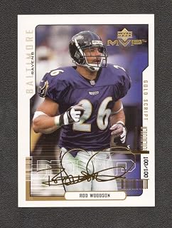 Football Trading Card NFL 2000 Upper Deck MVP Gold Script #14 Rod Woodson NM Near Mint /100 Ravens