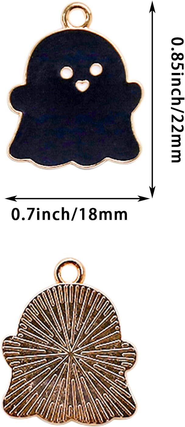 Morofme 24pcs Halloween Charms Ghost Pendants Skull Charms Halloween Enamel Charm Bulk Mini Ghost Ornaments for Jewelry Making DIY Necklace Bracelet Earring Supplies Accessories - Image 2