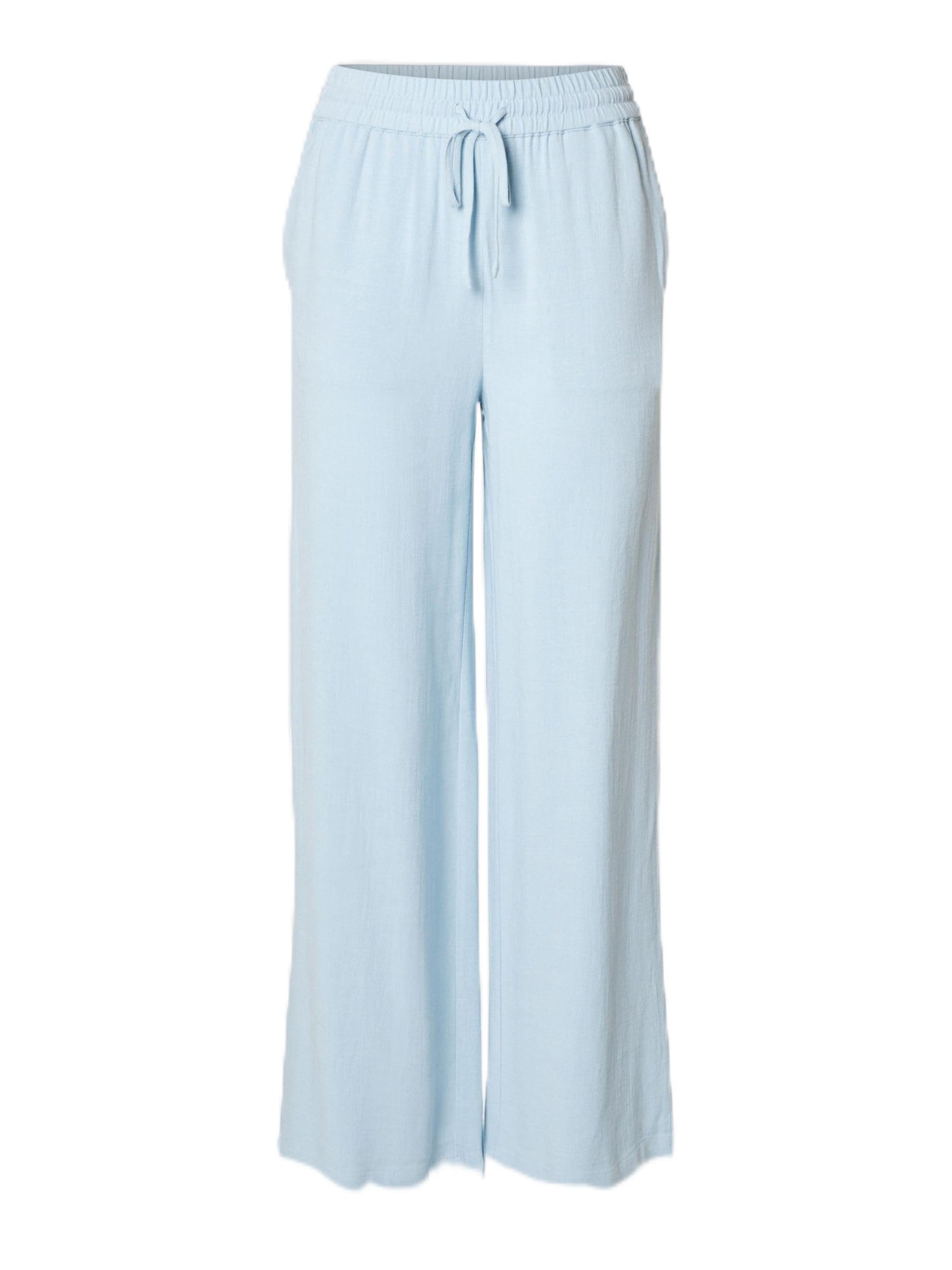 SELECTED FEMME Women's Slfviva-gulia Hw Long Linen Trousers Noos Fabric Trousers, Cashmere Blue, 16