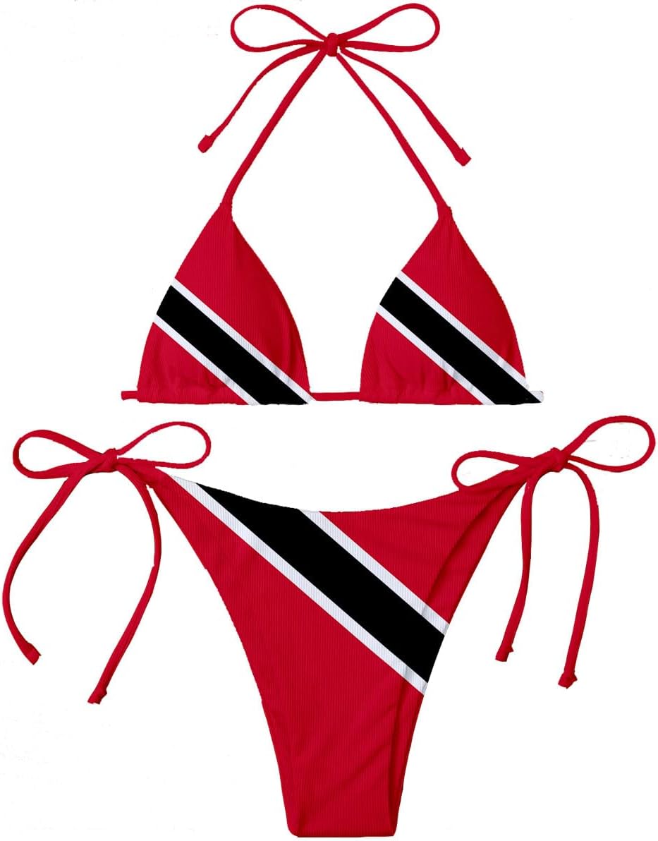 Trinidad and Tobago Flag Women Micro Sexy Bikini Bra Set Summer Beachwear Sexy Beach Two Pieces Bathing Suits