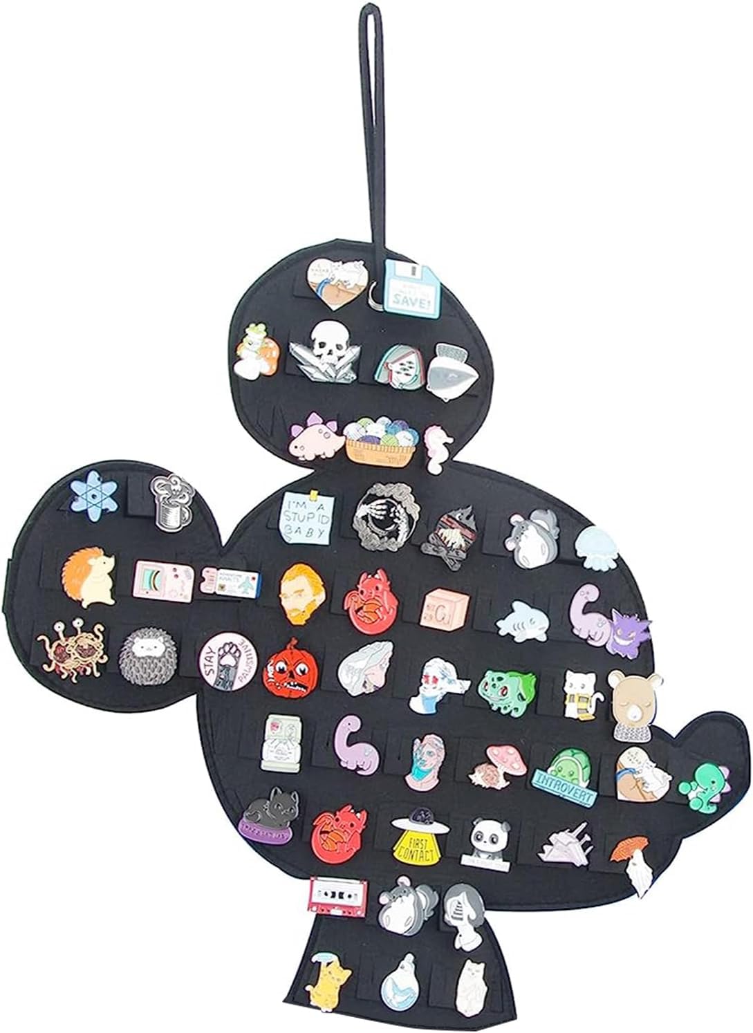 Hanging Enamel Pin Display Banner, Cute Pin Holder Board (Black)