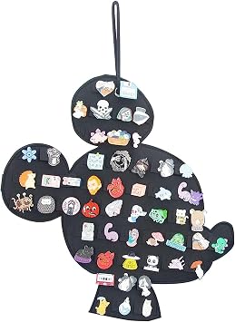 Hanging Enamel Pin Display Banner, Cute Pin Holder Board Black | Cartoon mouse-shaped felt banner for enamel pins, brooches and badges. Pins not included.