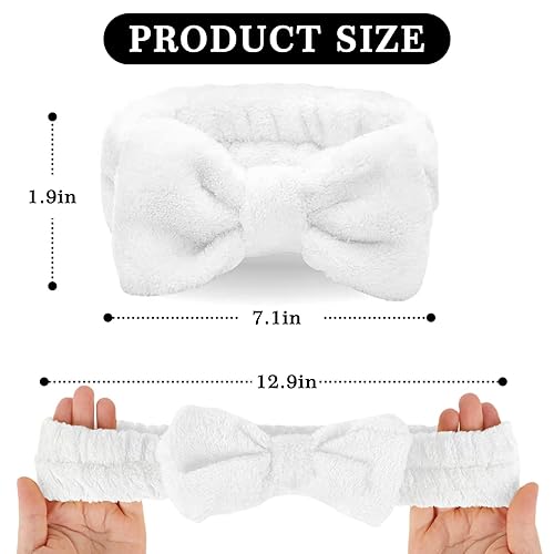 Miniatura 4 de Paquete de 6bandas para el cabello con moño, para maquillaje facial, suaves, de polar, para la ducha y para lavarte la cara