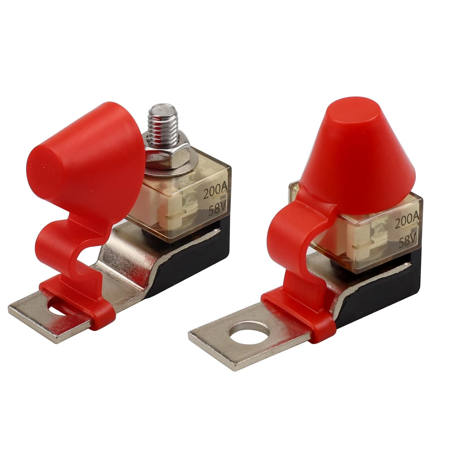 200A 58V 5/16"(M8) Single Stud Terminal Mount Fuse Block,200A Marine Rated Battery Fuse (MRBF) Waterproof for Boat Truck RV Construction Vehicles(2 Pack)