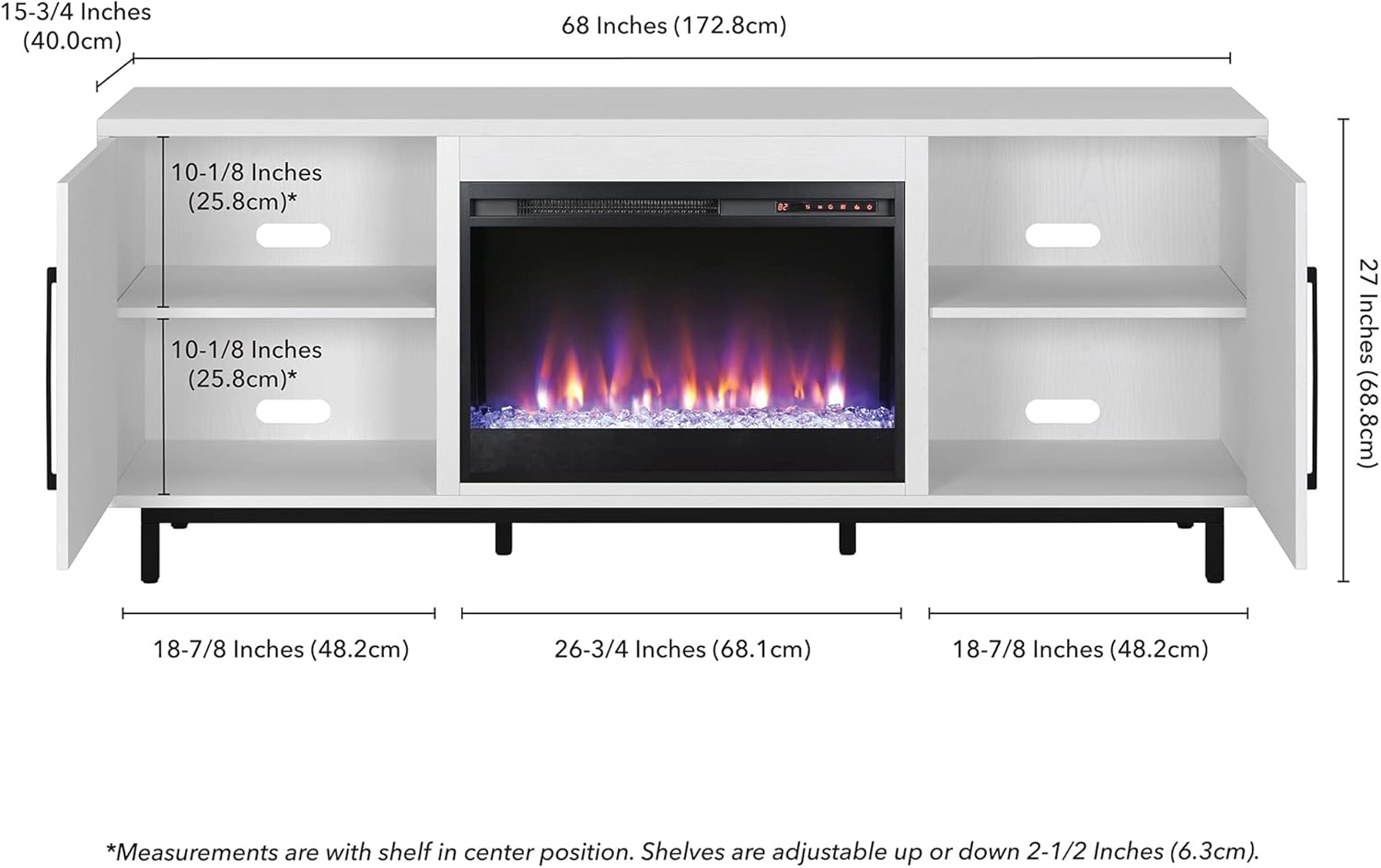 Henn&Hart Julian TV Stand, 68" Wide, White