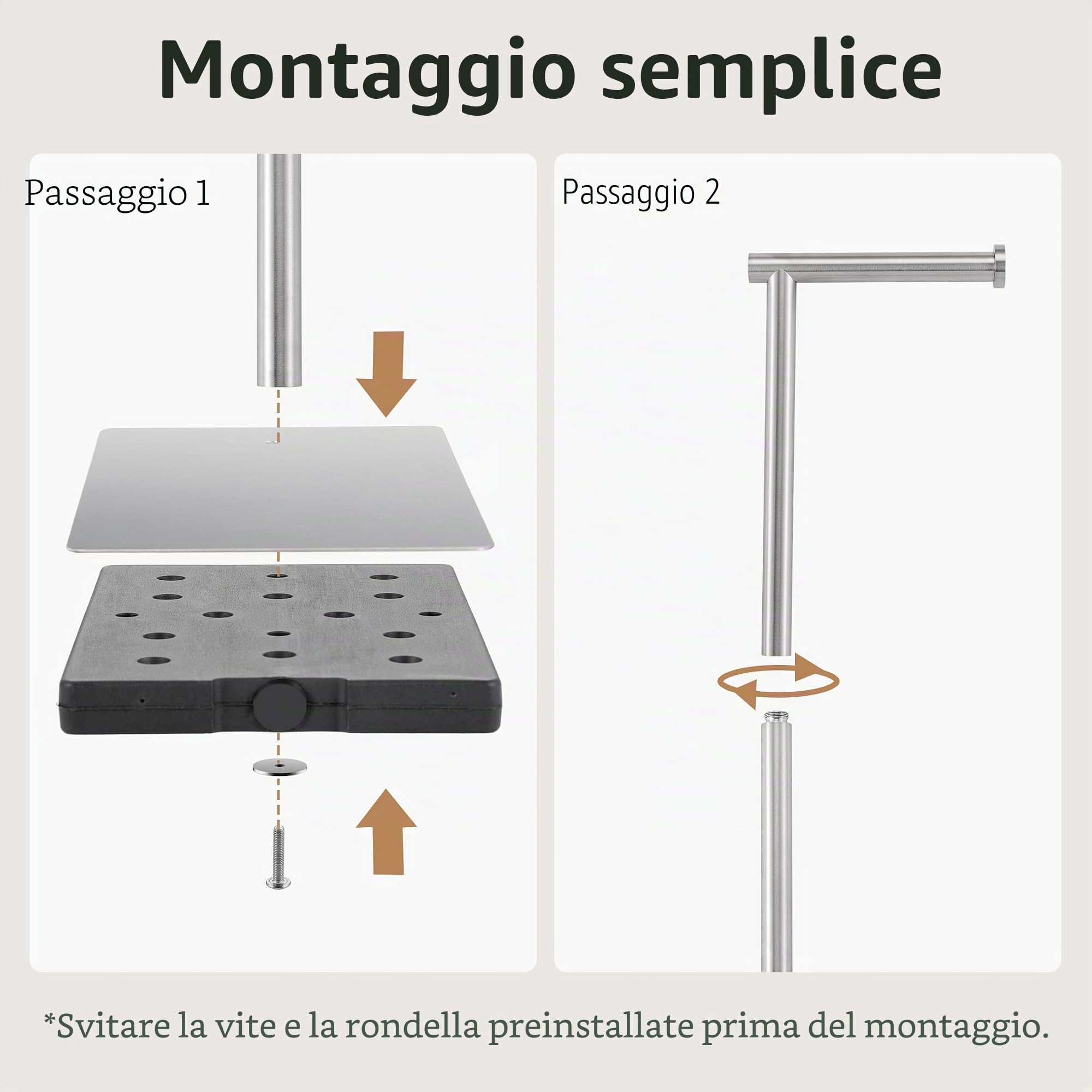 KES Porta Carta Igienica Autoportante Supporto per Bagno Porta Carta Igienica Acciaio Inossidabile Acciaio Spazzolato, BPH286S1A-2 | Base ponderata in acciaio inox SUS304, finitura spazzolata, BPH286S1A-2