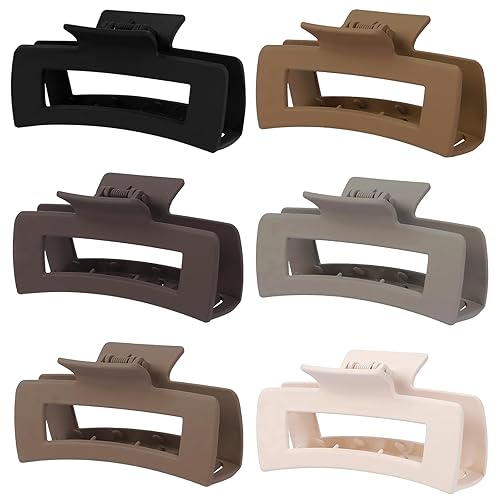 Miniatura 12 de Pinzas grandes para el cabello de 4 pulgadas, 6 piezas, pinzas grandes para cabello grueso, pinzas cuadradas para el cabello para mujeres, pinzas Té