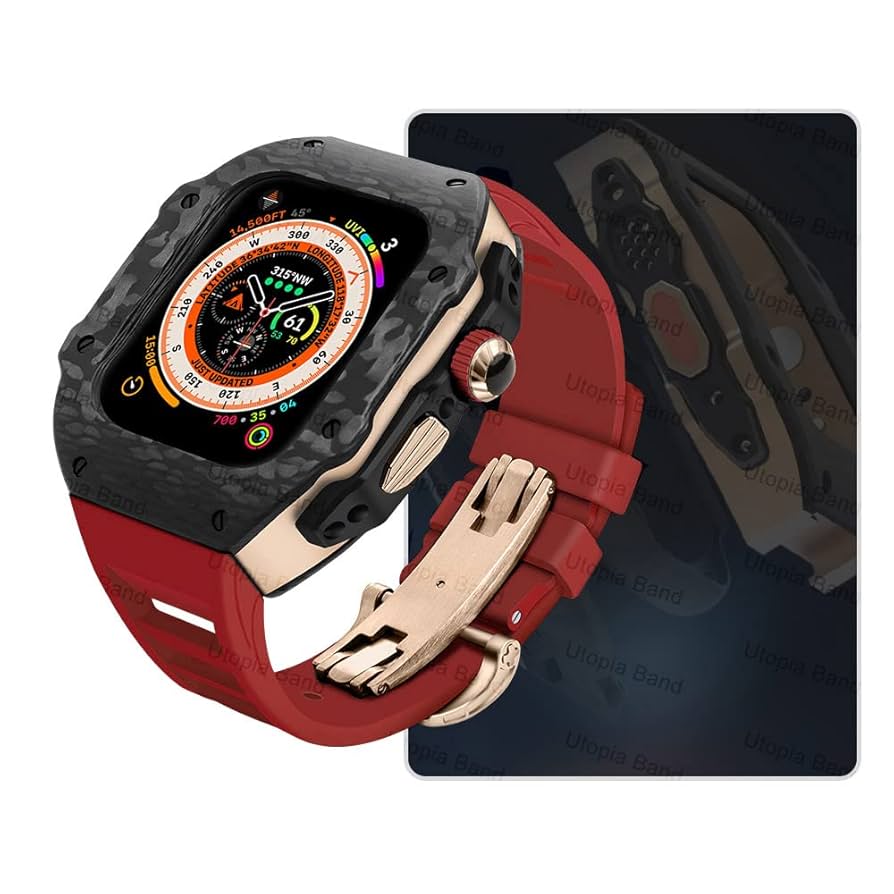 アップルウォッチ  Ultra 49mm用ケースカーボンファイバー カスタム Amazon.co.jp: 豪華な改造キットApple Watch Ultra 49mmカーボン