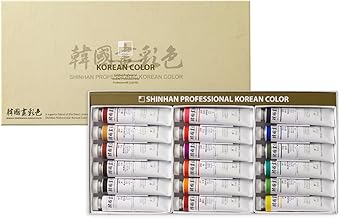 ShinHan Professional Korean Color 20ml Tube 18 Colors Set - Oriental Fine Art Paint for Hanji and Mixed Media Creativity