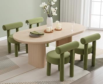Shunzhi Green Velvet Dining Chairs Set of 4 Modern Upholstered Dining Room Chairs Comfy Kitchen Chairs Armless Round Accent Side Chair for Living Room/Bedroom/Vanity