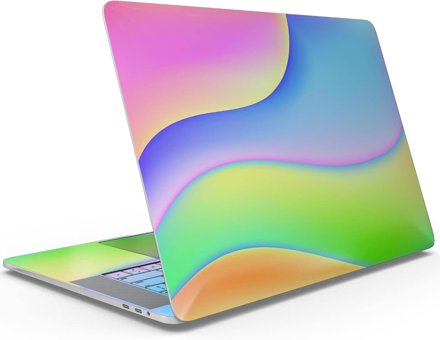 DesignSkinz - Abstract Neon Wave V5 - Full-Body Wrap Protective Decal Skin Kit Compatible with MacBook 13" Pro M1 (A2338)