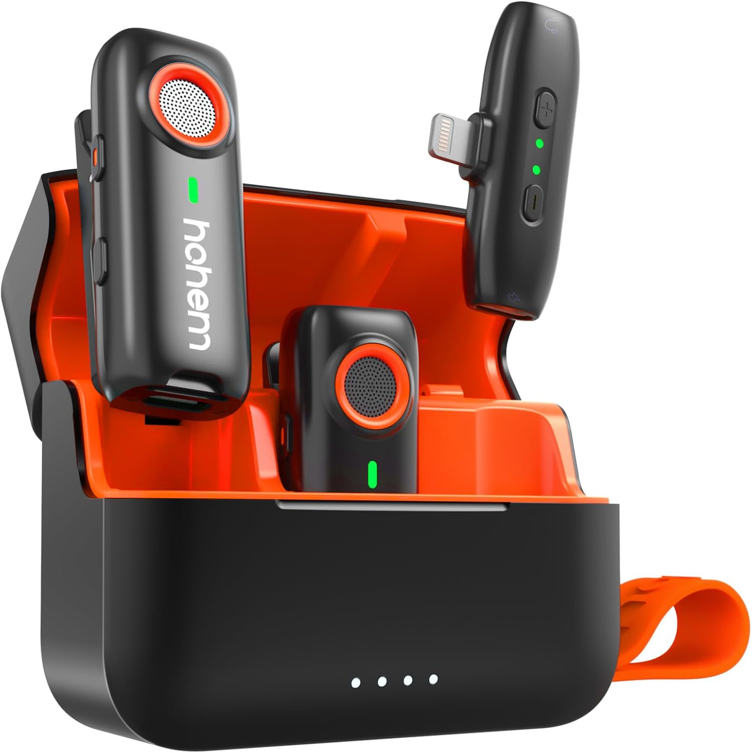 hohem MIC-01 Wireless Lavalier Microphone, Plug & Play, MFi Certified, 20H Battery Life, DSP Noise Cancellation, Wireless Mic for iPhone iOS, Live Streaming, Interview (2 TX+1 RX + Charging Case)