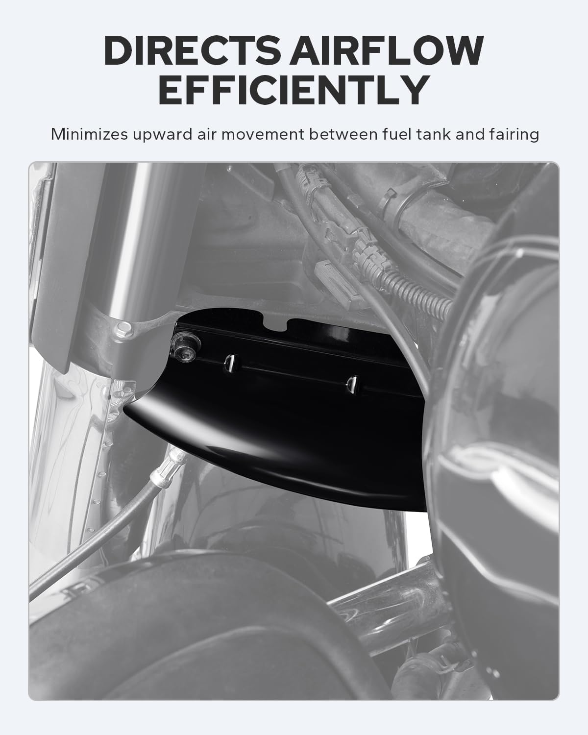 Benlari Motorcycle Lower Triple Tree Wind Deflector Compatible with Harley (Gloss Black)