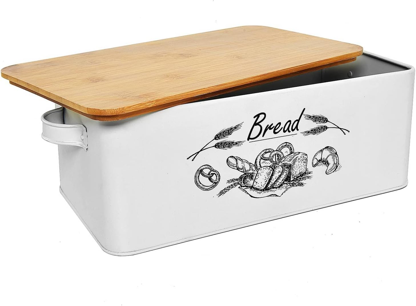 Gonioa Bread Box for Kitchen Counter, Vintage Style Metal Bread Bin With Bamboo Lid, Stainless Steel Large Bread Bin Storage Container Counter Organizer for for All Your Bread Storage