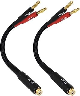 CESS-023-6i Banana Plugs to RCA Cable 6-inch, Phono Banana Speaker Cable, 2 Pack