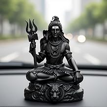 UNOVATE Shiva Idol for Car Dashboard | Shiva Idol | Adiyogi Statue for Car | Mahadev Idol for Car, Home Temple, Office Desk. (Black, Small)