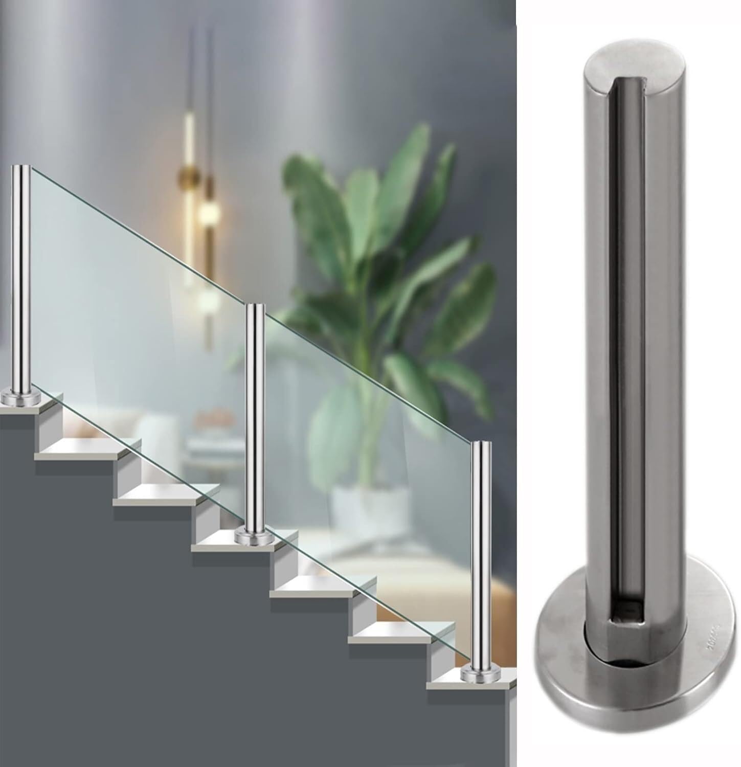 Poteau de clôture en verre inox connecteur panneau balustrade balcon escalier
