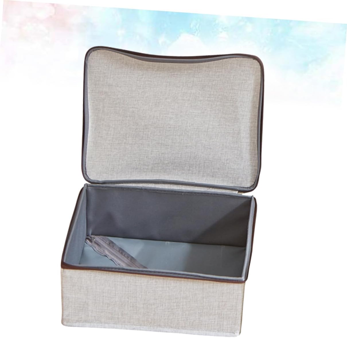 Foldable Zipper Storage Box for Clothing and Bras Sturdy Fabric Organizer for Bedroom Grey for Home Use and Space Saving