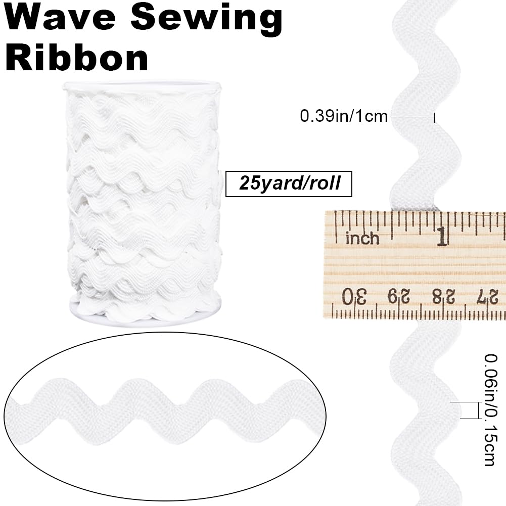 Rick Rack Borte Breit – 4 Yards, Weiß, Wellenmuster, Für Nähen & Deko