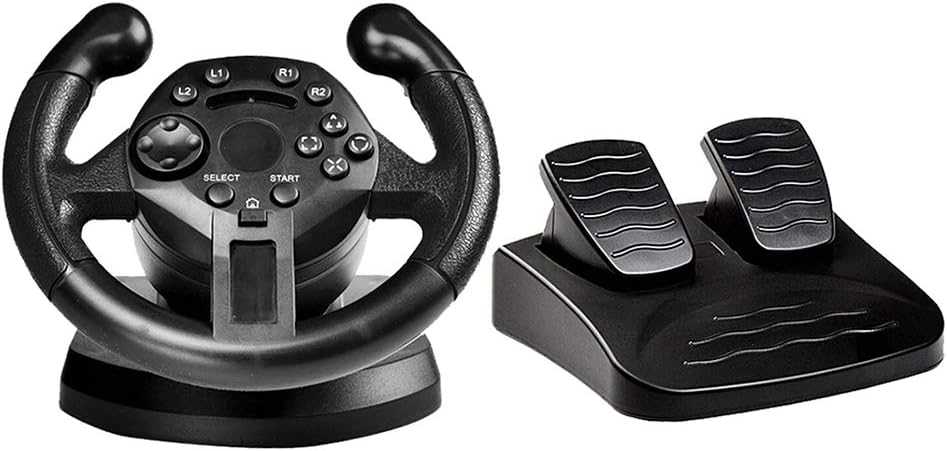 Kokiya Car Vibration Racing Game Steering Wheel Pedals Gears for PS3PC Black