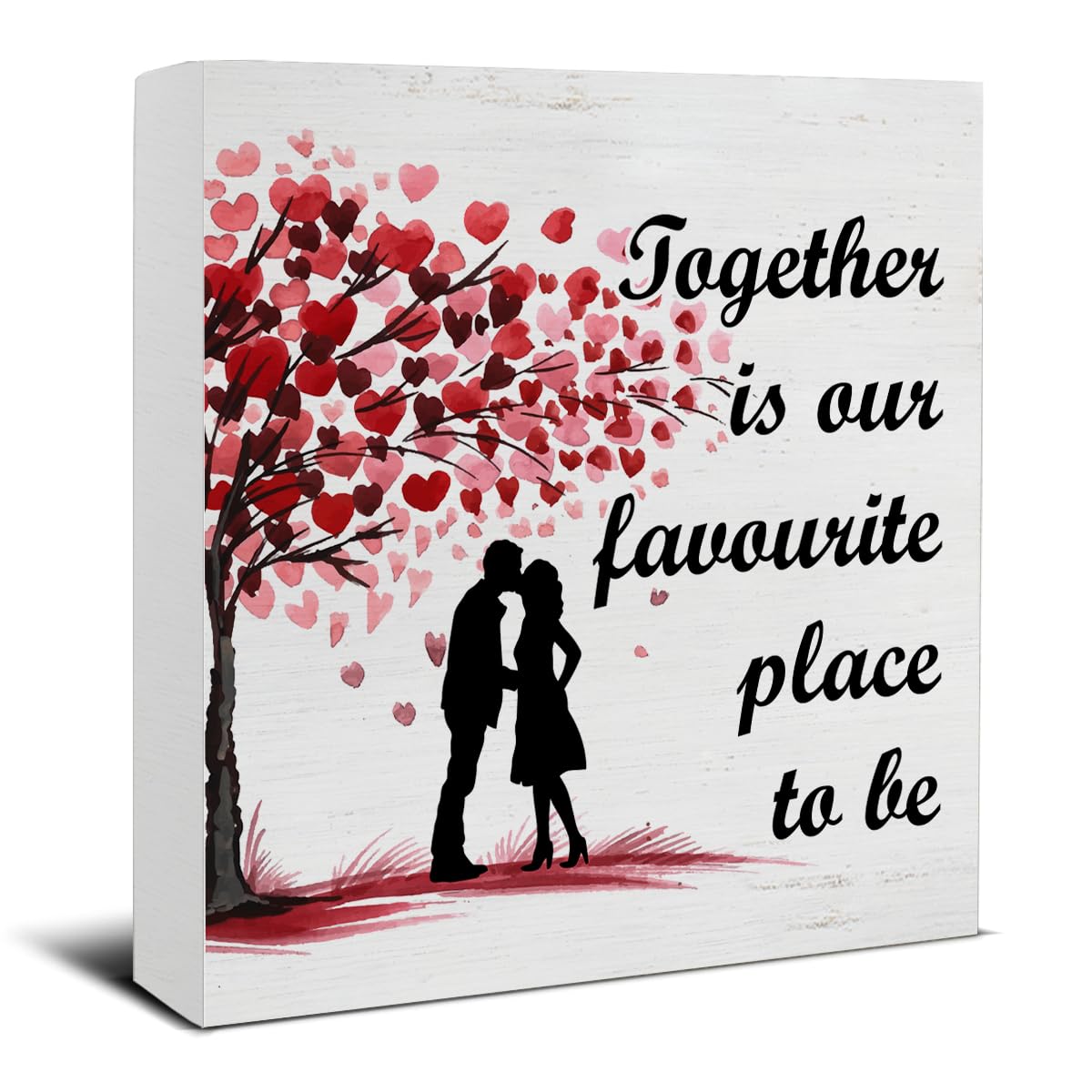 Romantic Love Sign Decor Together Is Our Favorite Place to Be Wood Block Sign Home Bedroom Desk Table Shelf Decor Romantic Gift