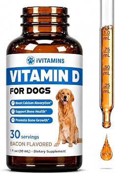 Vitamin D for Dogs - Supports Strong Bones, Joints, Much More - Dog Vitamins and Supplements - Dog Vitamins Multivitamin - Vitamins for Dogs - 1 fl oz