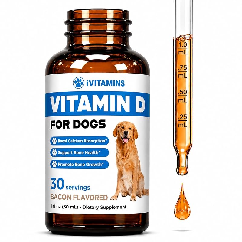 Suplemento de Vitamina D para Cães iVitamins com Sabor Bacon, 30 mL