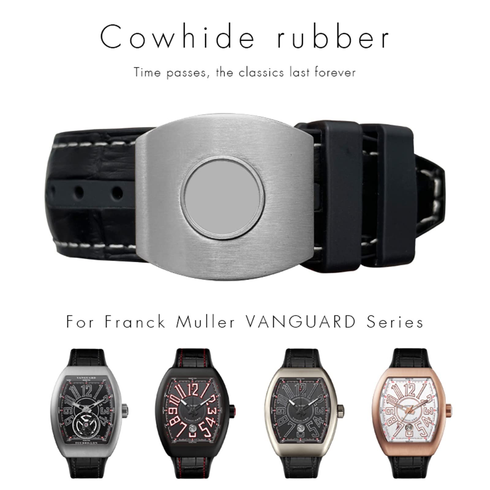 Per Franck Muller Watch Band 28mm Pelle bovina Silicone Watch Strap Nylon Gomma Fibbia Pieghevole Cinturini Per Gli Uomini Bracciale