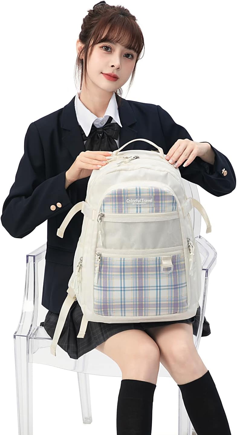 Kalesi Laptop Backpack School College or Work Bookbag, Large Anti Theft Travel Bag, 15.6-Inch Daypack for Men & Women Teens (Light pink)