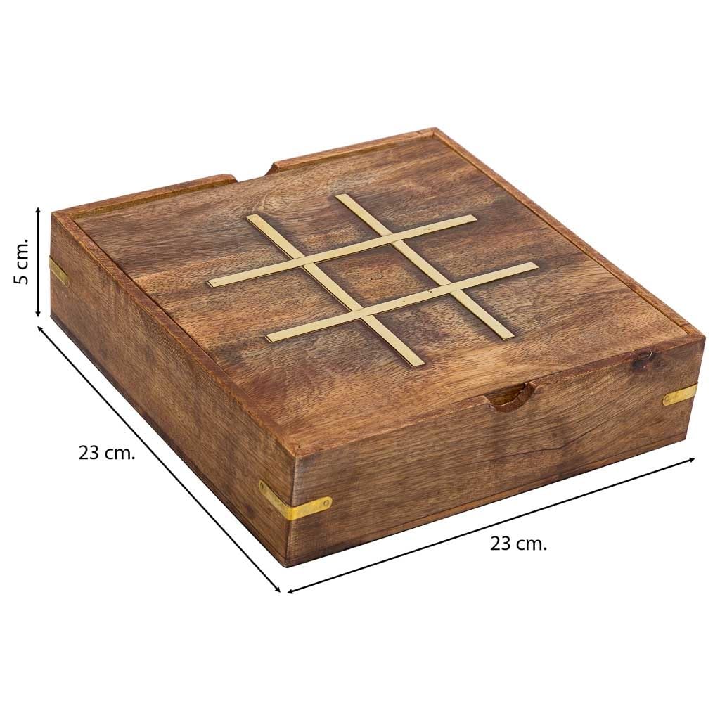Juego 5 en 1 en caja de madera marrón 23x23