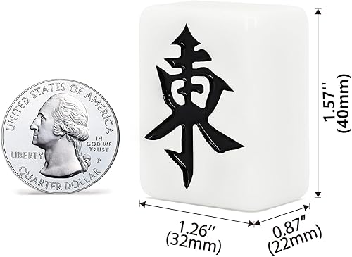 Miniatura 7 de AzulHome Juego de mahjong chino, 144 azulejos grandes de melamina numerados de 1.575 in (1.6 pulgadas) con 4 dados 80 fichas de póquer y una bolsa